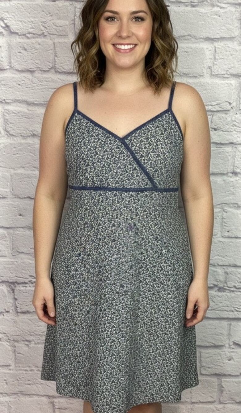 Vintage Y2K Faded Glory Cottagecore Small Floral Print Dress with Chambray Trim